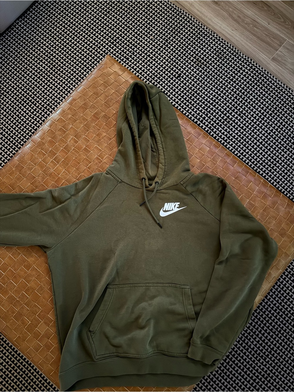 Nike Olive Green Hoodie with White Swoosh